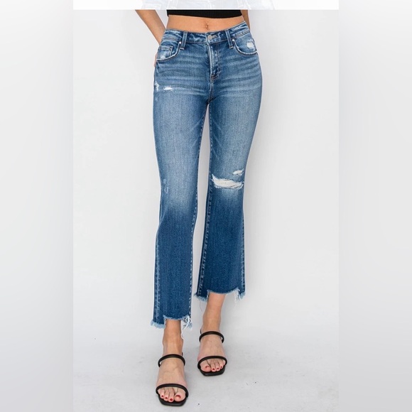 Risen Jeans Denim - Risen Paige Kick Flair Distressed Jeans